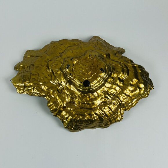 Handmade Art Glass Iridescent Green Oyster Shell Shape Free From Centerpiece - Picture 3 of 9